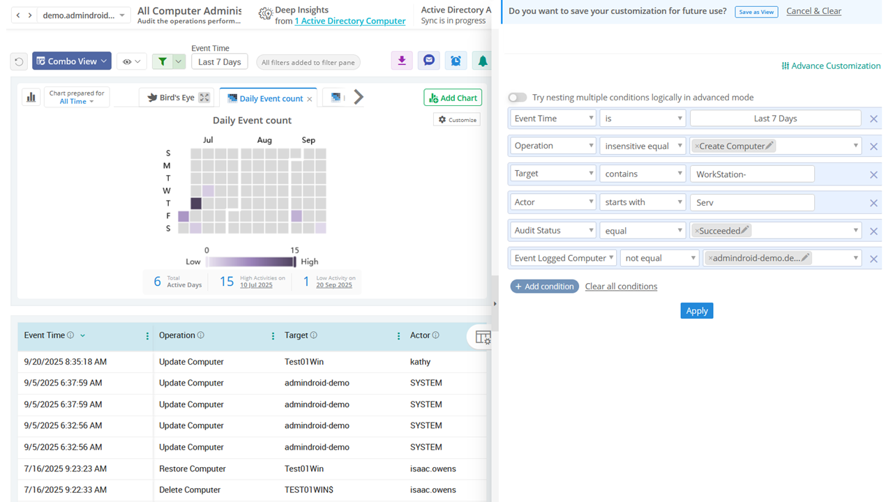 Filter Active Directory Audit Events with AdminDroid